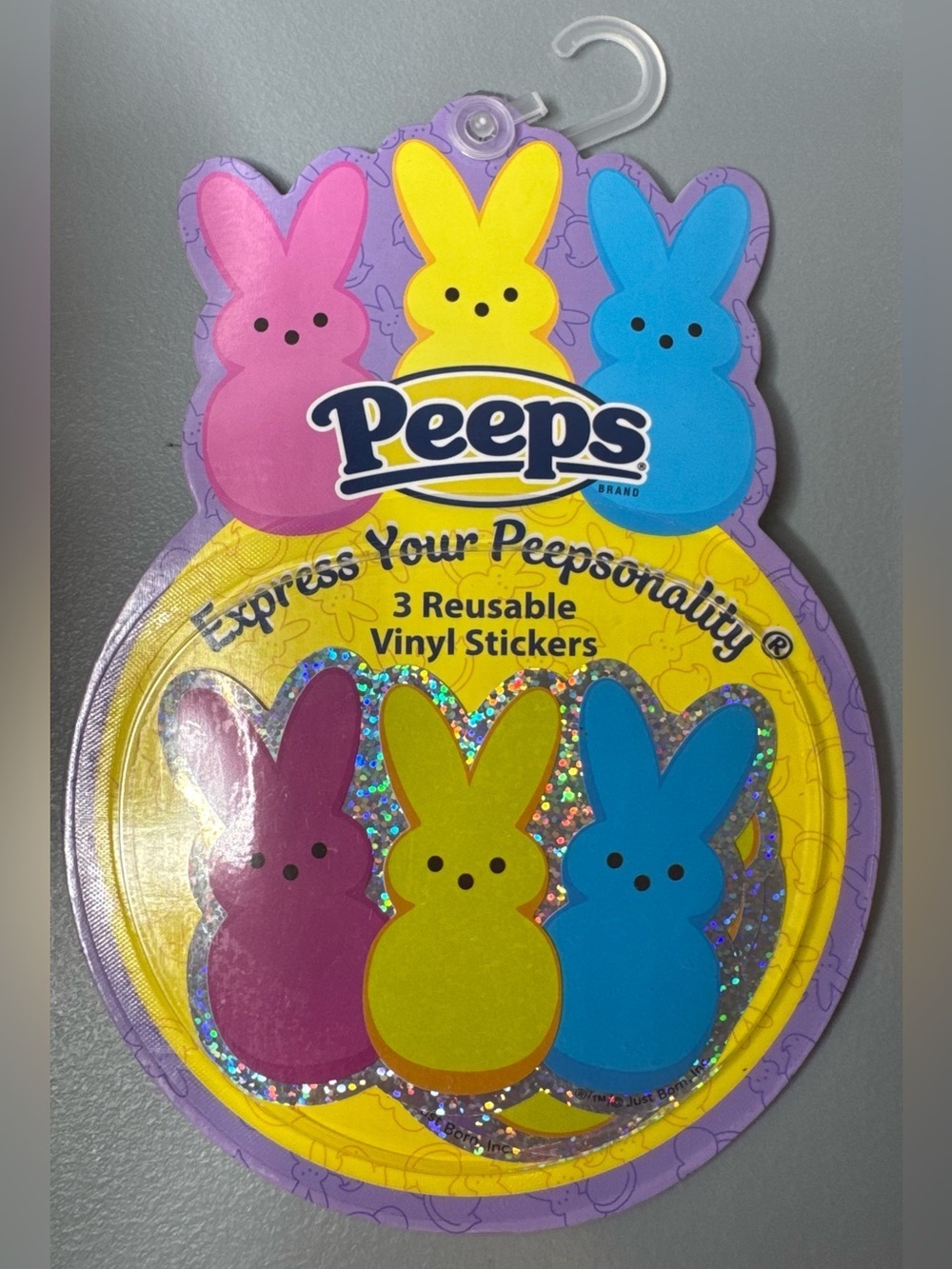 Peeps Reusable Vinyl Bunny Stickers - Pink, Yellow, Blue tumblers cups